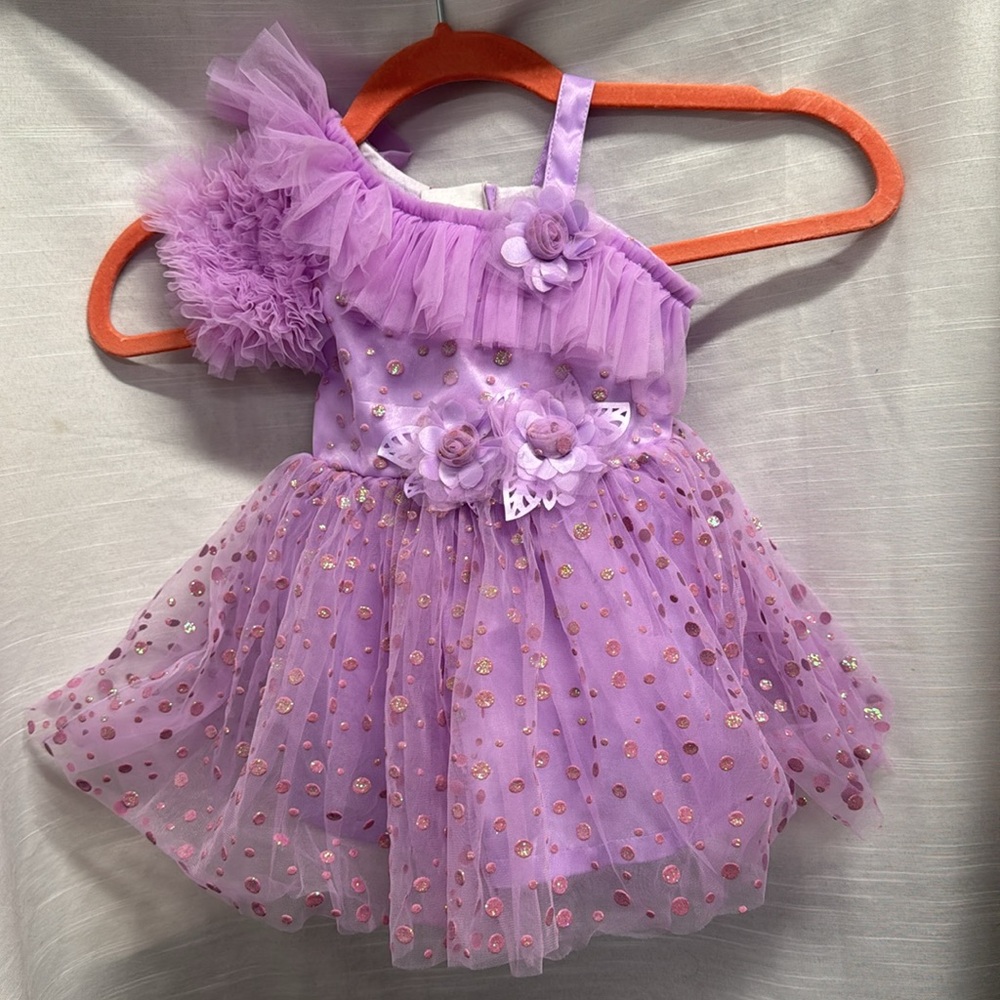 Adorable Purple Tulle Dress with Floral Accents